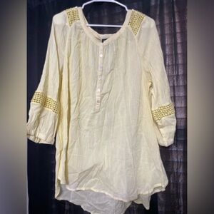 Lane Bryant Light Yellow Tunic with Button Accents